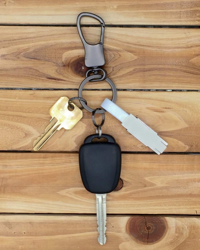 feb.7 Carabiners Key Car Keychain for Men and Women with 2 Key Rings Stainless Steel Metal Quick Release Holder for Belt - (Set of 2, Black & Sliver) - Image 2